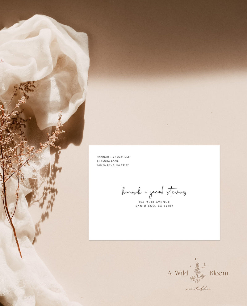 Minimal Wedding Envelope Template, Printable Modern Wedding