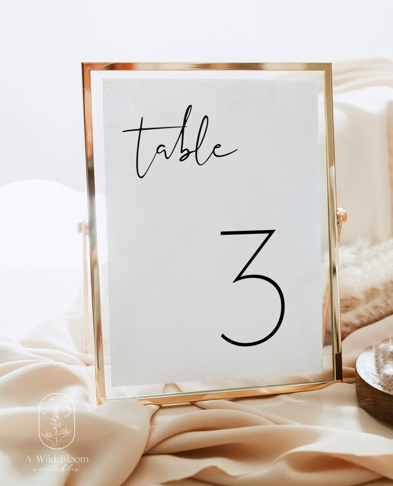 Minimalist Wedding Table Numbers | Modern Wedding Table Number 