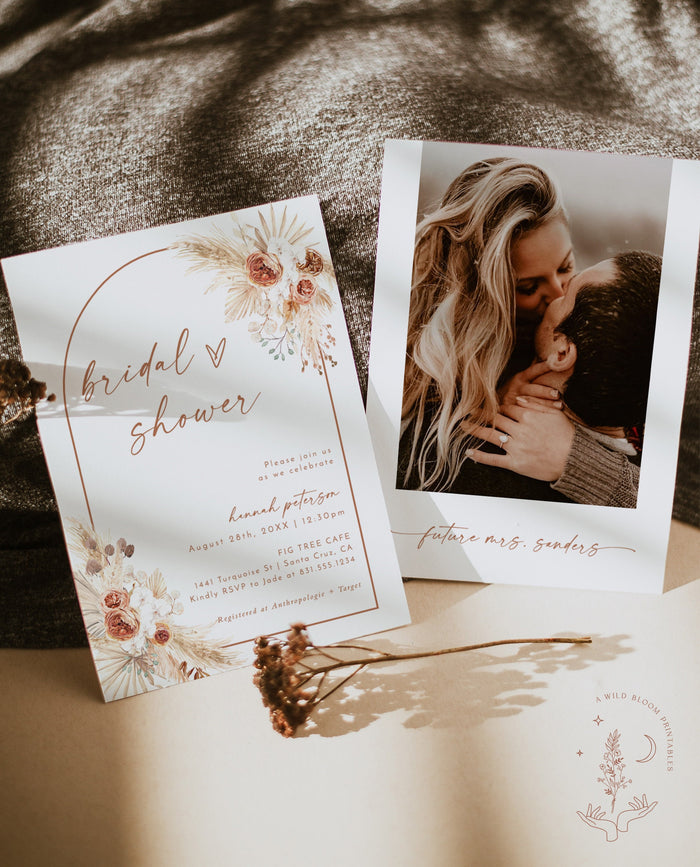 Bohemian Bridal Shower Invitation | Minimalist Bridal Shower Invite