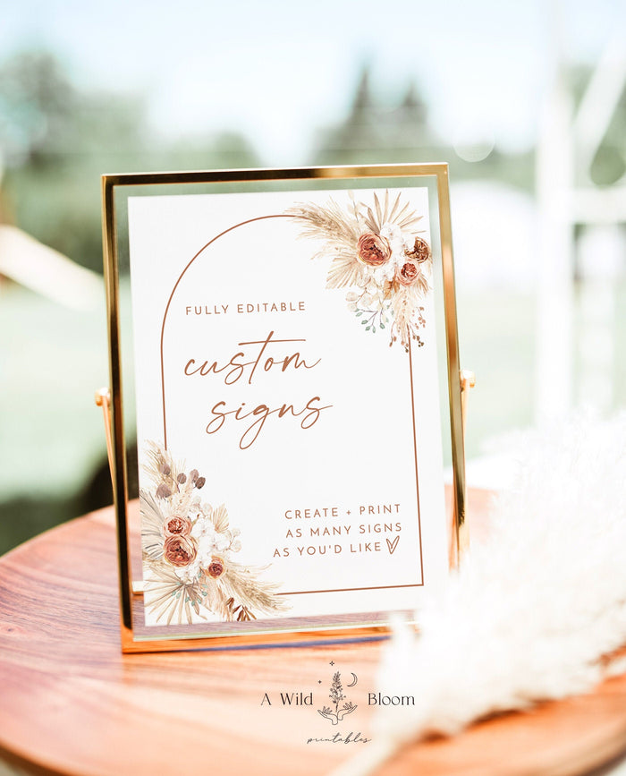 Pampas Grass Custom Sign Template | Terracotta Wedding Custom Sign