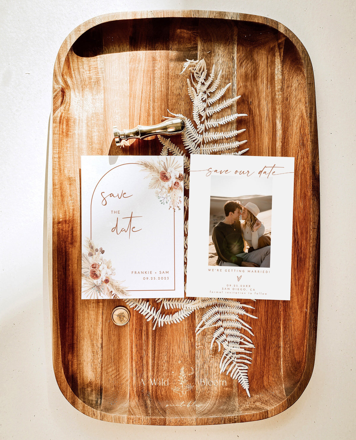 Pampas Grass Photo Save the Date Template | Minimalist Save the Date Template