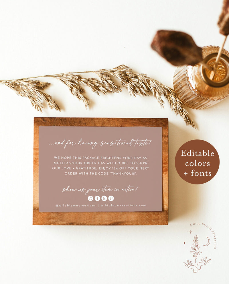 Beige Small Business Thank You Card | Boho Boutique Thank You Template 