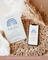 Blue Rainbow Baby Shower Invitation | Boy Baby Shower Invite