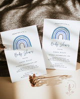 Blue Rainbow Baby Shower Invitation | Boy Baby Shower Invite