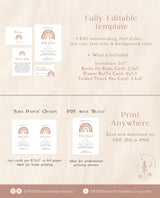 Rainbow Baby Shower Editable Invitation Template | Gender Neutral Baby Shower Bundle