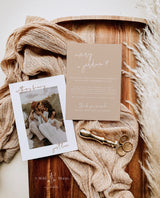 Photo Elopement Announcement | Modern Beige Photo Wedding Announcement