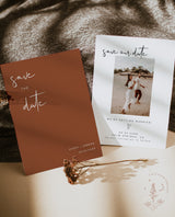 Terracotta Photo Save the Date Template | Minimalist Save the Date Template 