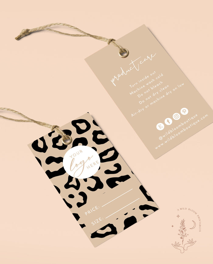 Leopard Print Small Business Hang Tag | Boutique Clothing Tag Template