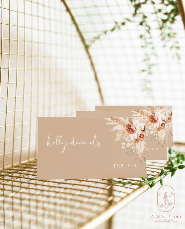 Modern Beige Place Card Template | Minimalist Place Cards 