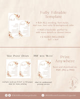 Pampas Grass Wedding Menu Template | Terracotta Wedding Menu