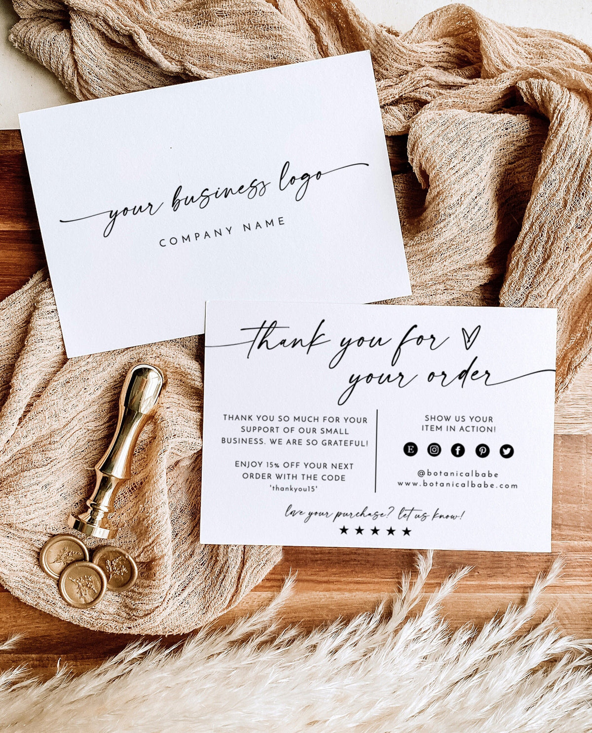Minimalist Small Business Thank You Card | Boho Boutique Thank You Template