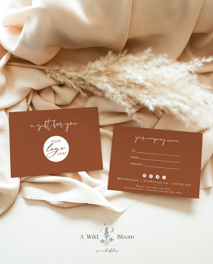Boho Small Business Gift Certificate | Terracotta Gift Card Template
