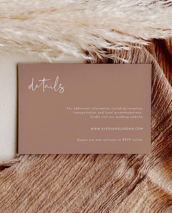 Minimalist Details Card | Modern Wedding Details Insert 