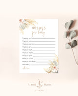 Pampas Grass Wishes for Baby Shower Card | Baby Keepsake 