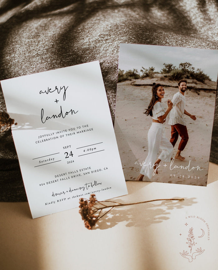 Minimalist Wedding Invitation Template | Editable Minimalist Wedding Invite