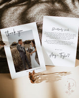 Photo Thank You Card Editable Template | Minimalist Wedding Thank You Card