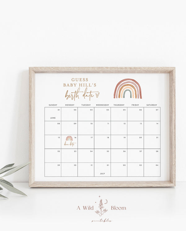 Rainbow Baby Due Date Calendar Game | Editable Baby Prediction 