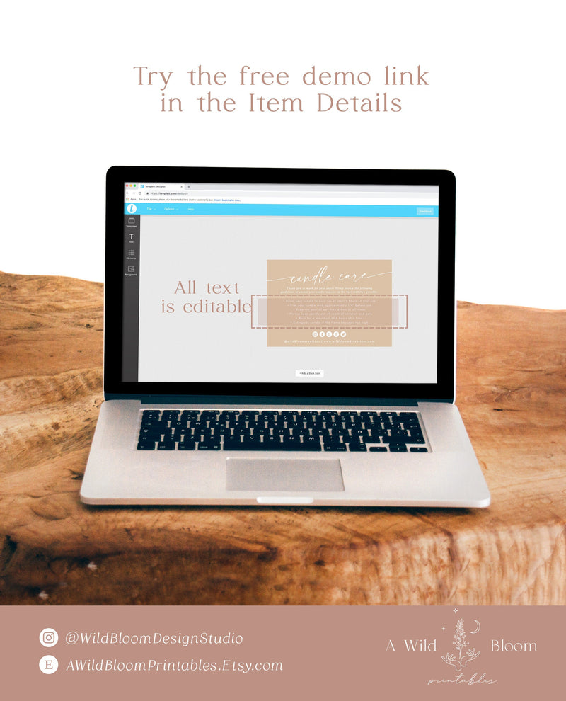 candle-care-card-template-boho-beige-candle-instructions-template-wild-bloom-design-studio for Free Printable Candle Care Instructions Candle Care Card Template | Boho Beige Candle Instructions Template – Wild Bloom Design Studio for Free Printable Candle Care Instructions