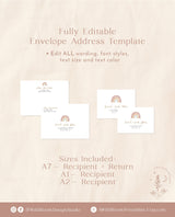 Boho Rainbow Envelope Address Template | Watercolor Rainbow Envelope Address