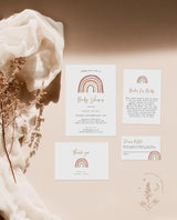 Rainbow Baby Shower Editable Invitation Template | Gender Neutral Baby Shower Bundle
