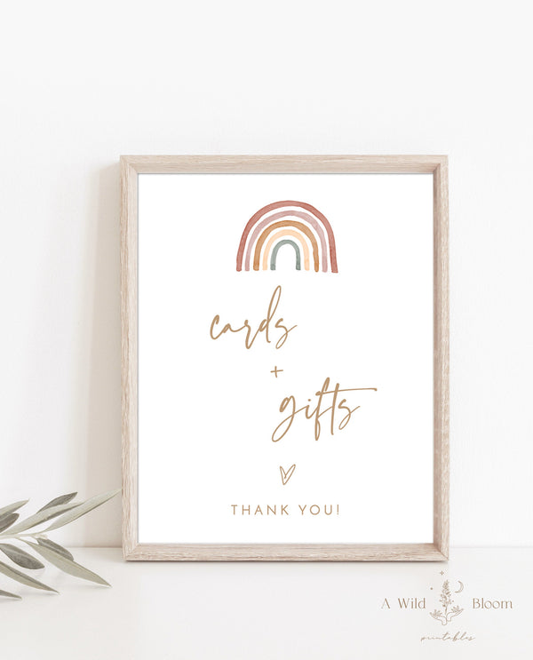 Cards and Gifts Shower Sign | Rainbow Baby Shower Sign 