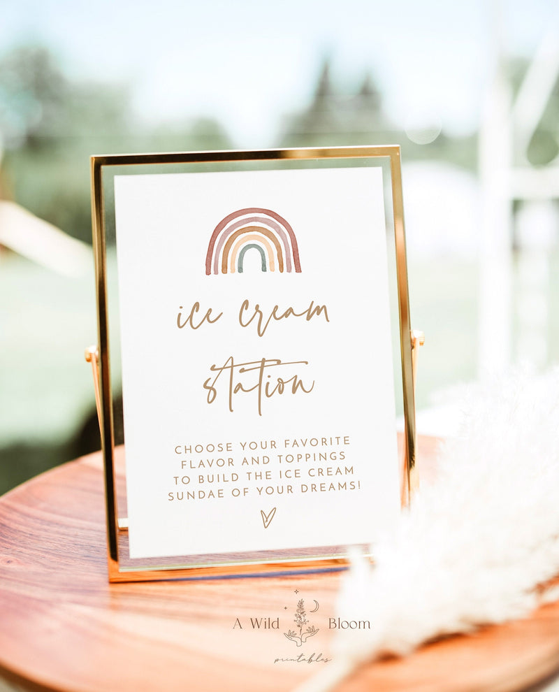 ice-cream-bar-sign-rainbow-baby-shower-sign-wild-bloom-design-studio for Free Printable Ice Cream Signs Ice Cream Bar Sign | Rainbow Baby Shower Sign – Wild Bloom Design Studio for Free Printable Ice Cream Signs