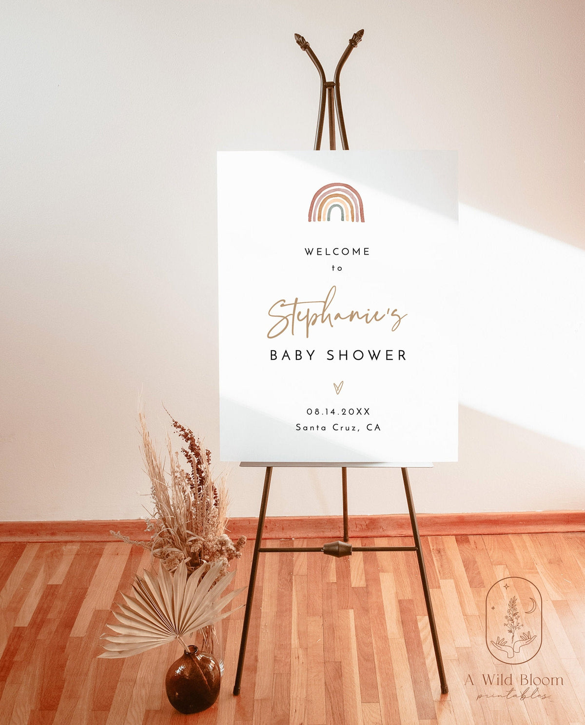 Rainbow Baby Shower Welcome Sign Template | Editable Welcome Sign