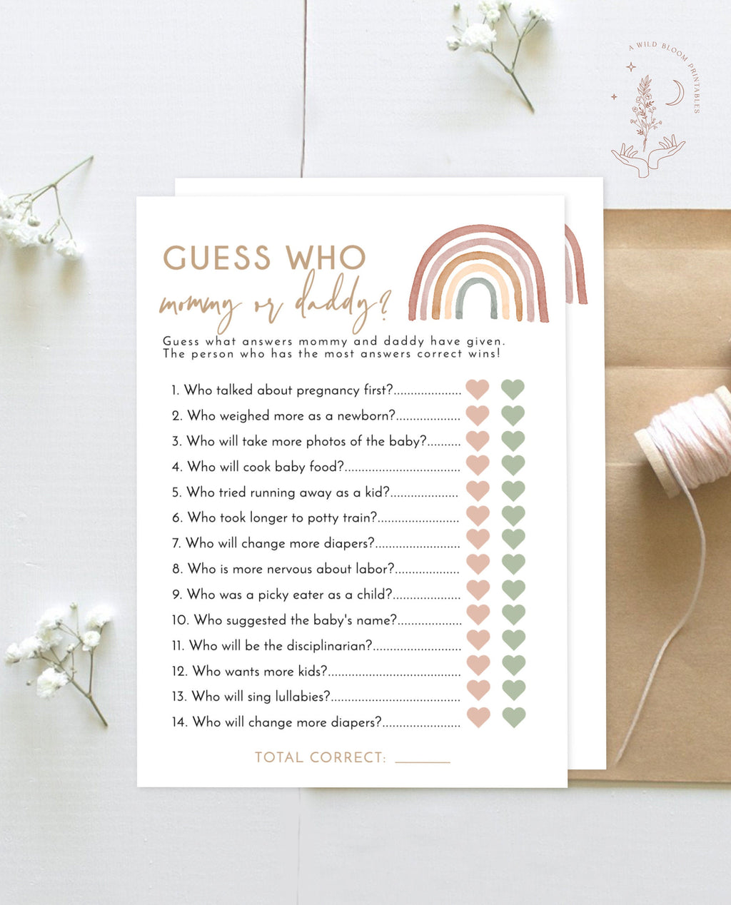 Would She Rather - Printable Rainbow Baby Shower Games