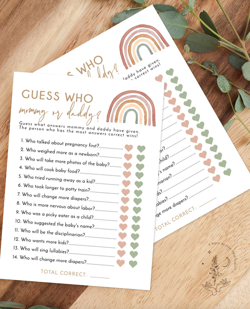 Would She Rather - Printable Rainbow Baby Shower Games