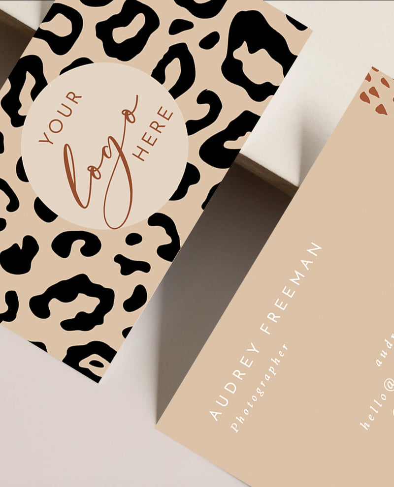 Leopard Print Small Business Card | Boutique Business Card Template 