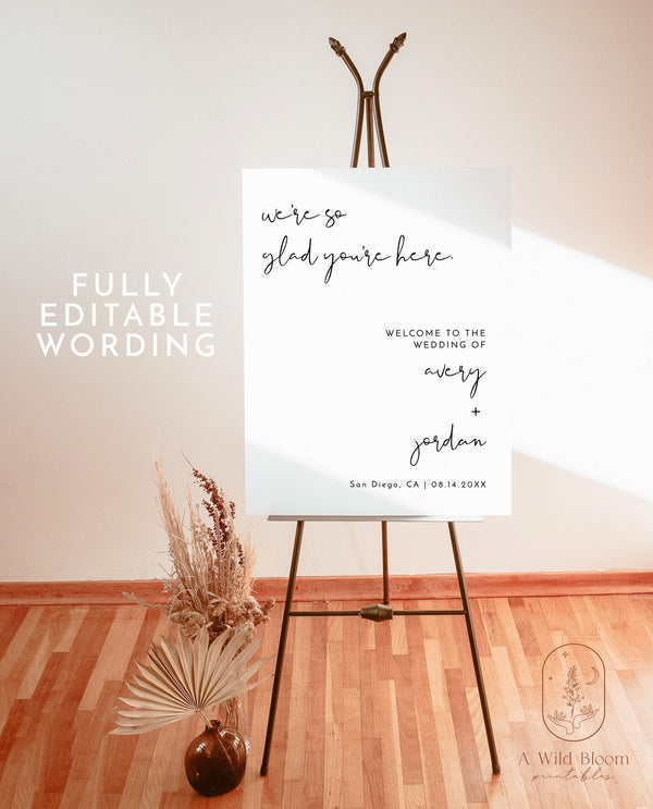 Minimalist Wedding Welcome Sign | Editable Welcome Sign Template 