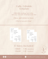 Minimalist Wedding Program Poster | Editable Program Sign Template