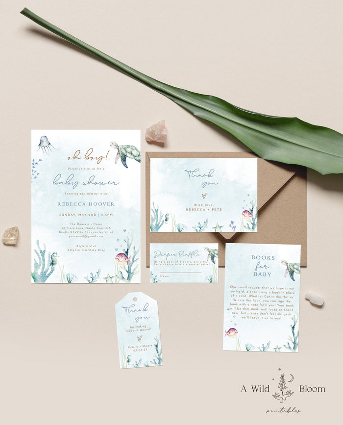 Ocean Baby Shower Invitation | Boy Baby Shower Bundle