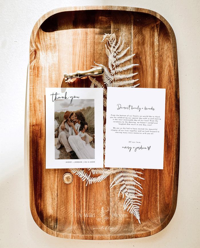 Photo Thank You Card Editable Template | Minimalist Wedding Thank You Card