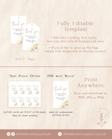 Pampas Grass Thank You Shower Favor Tag | Editable Favor Tag Template