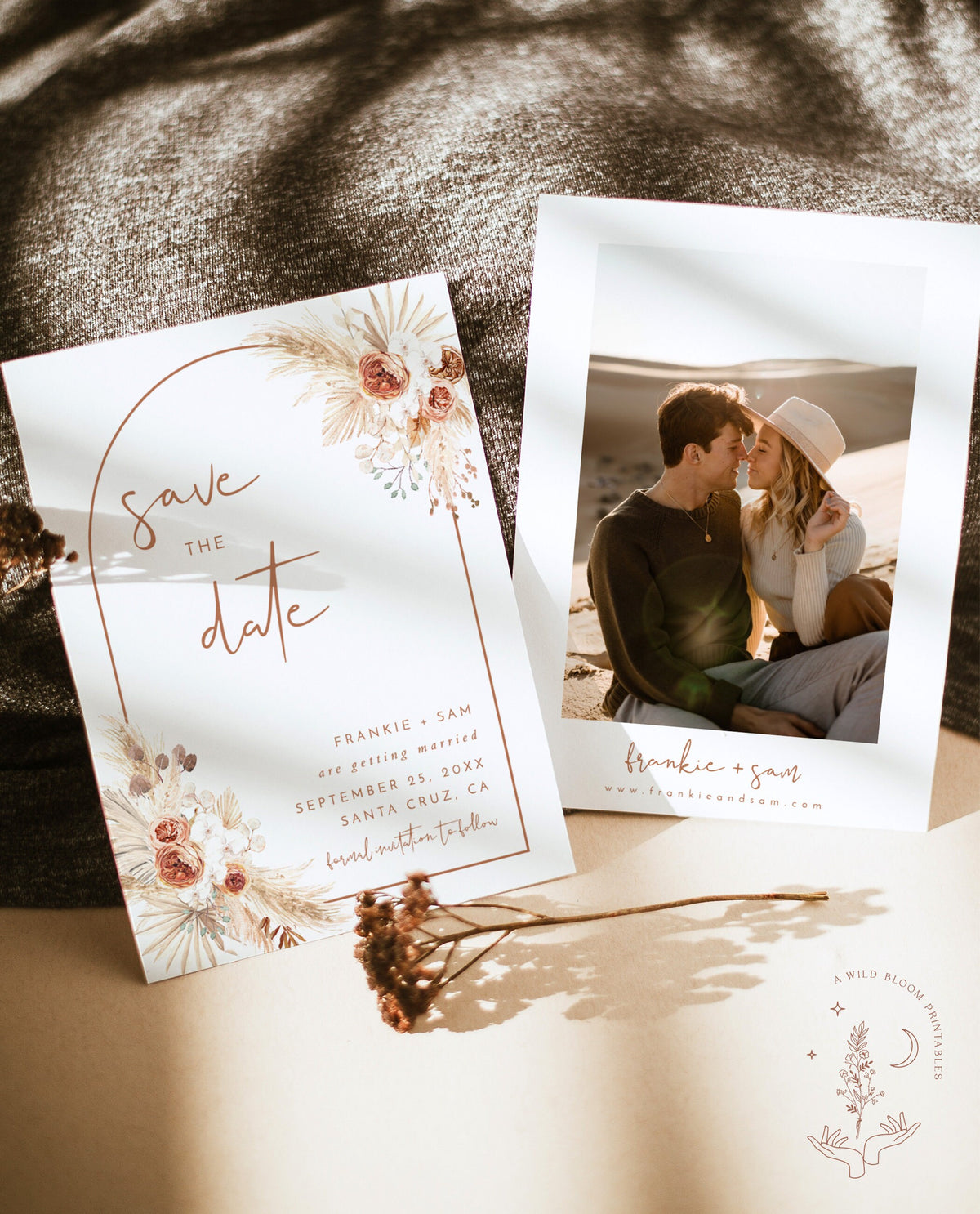 Terracotta Photo Save the Date Template | Minimalist Save the Date Template