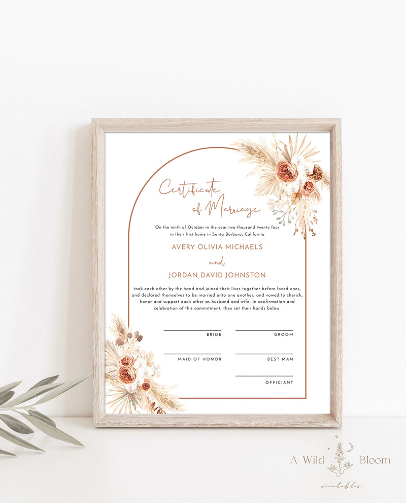 Certificate of Marriage Template | Minimalist Wedding Certificate 