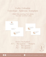 Bohemian Wedding Envelope Address Template | Pampas Grass Wedding Envelopes