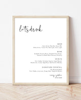 Minimalist Wedding Bar Menu Template | Modern Minimalist Bar Menu Sign