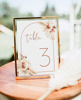Pampas Grass Wedding Table Number Template | Minimalist Wedding Table Numbers 
