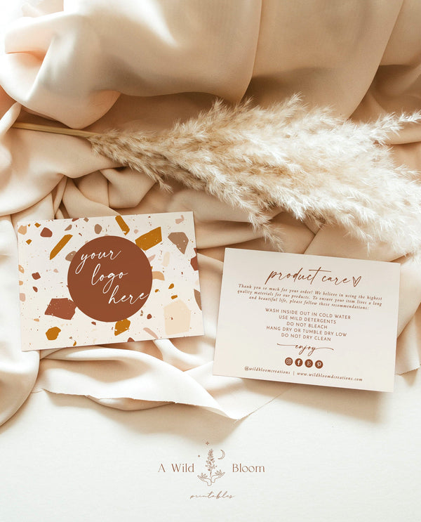 Terracotta Thank You Care Card | Boutique Product Care Card Template 