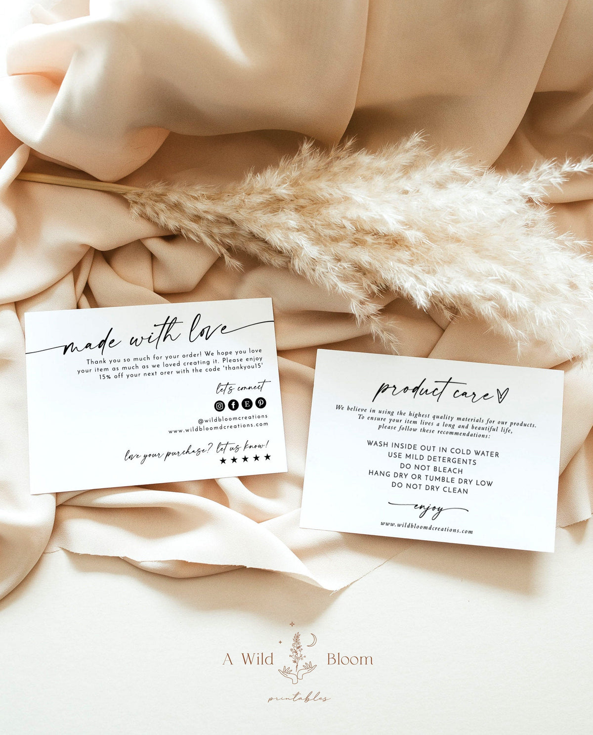 Minimalist Thank You Care Card | Boho Boutique Thank You Card