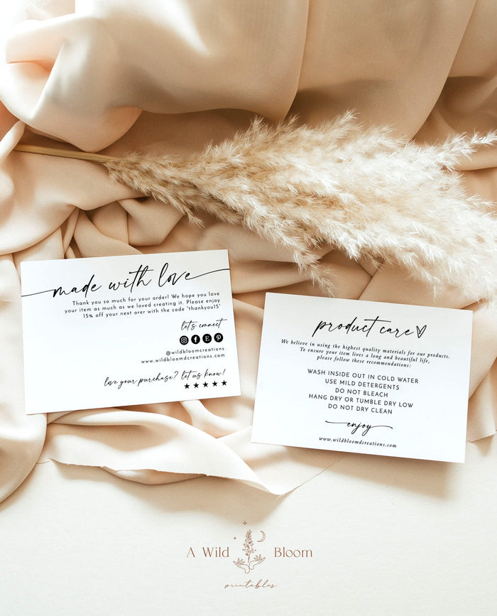 Minimalist Thank You Care Card | Boho Boutique Thank You Card