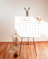 Boho Baby Due Date Calendar Game | Editable Baby Prediction 