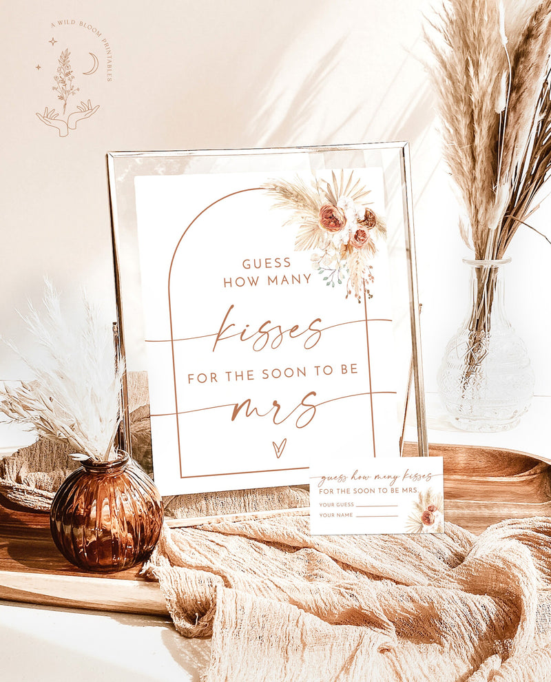 Guess How Many Kisses For The Soon To Be Mrs | Pampas Grass Bridal Shower Game 