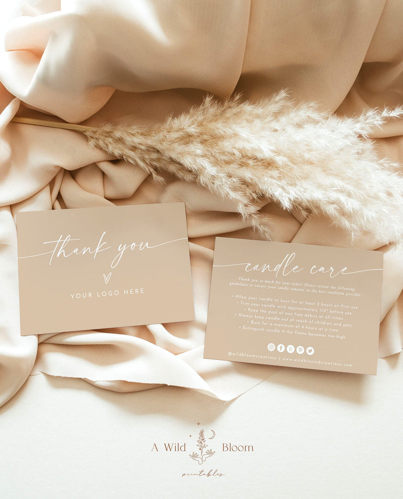Candle Care Card Template | Boho Beige Candle Instructions Template – Wild Bloom Design Studio candle-care-card-template-boho-beige-candle-instructions-template-wild-bloom-design-studio