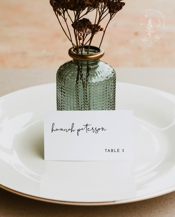 Minimalist Place Cards | Modern Wedding Place Card Template 