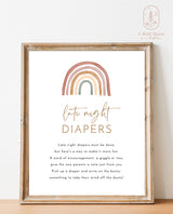 Late Night Diapers Template Sign | Rainbow Baby Shower Game 