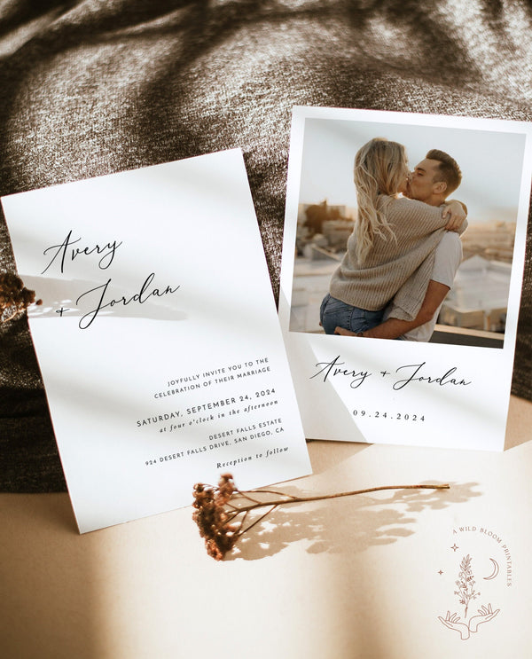 Minimalist Wedding Invitation | Editable Minimalist Wedding Invite 