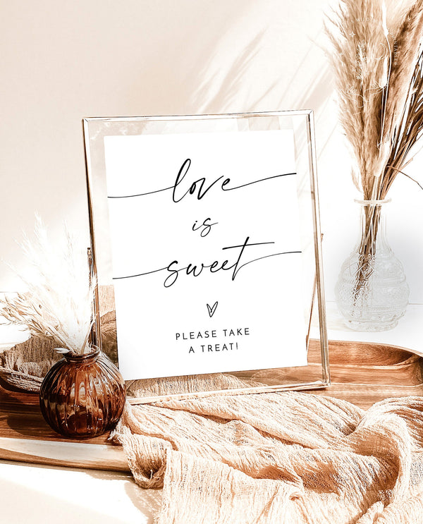 Love is Sweet Please Take A Treat Sign | Modern Minimalist Wedding Sign 